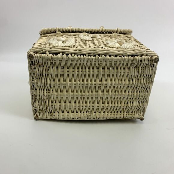 Ritter Basket Purse "It’s In The Bag" Box Top Flap Open Toggle Sea Shells White - Picture 6 of 16